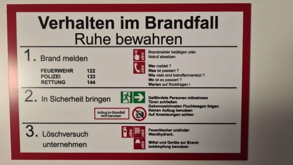 Produkt, Schild, Verhalten im Brandfall, Schutzschild